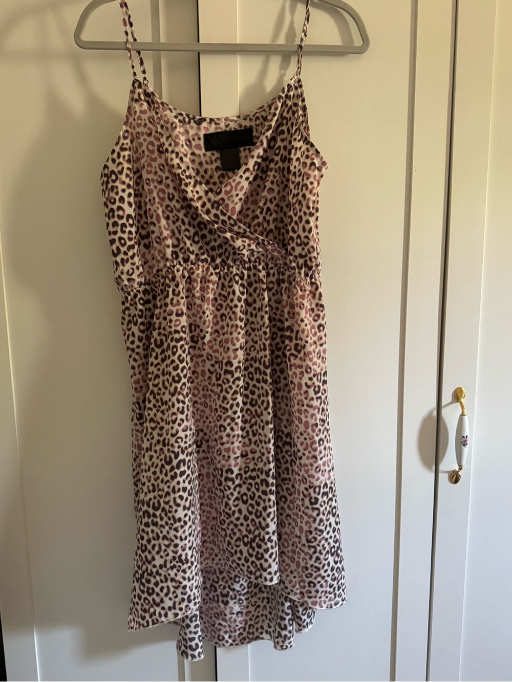 Kardashian Kollection Pink and Brown Leopard Print Spaghetti Strap Dress